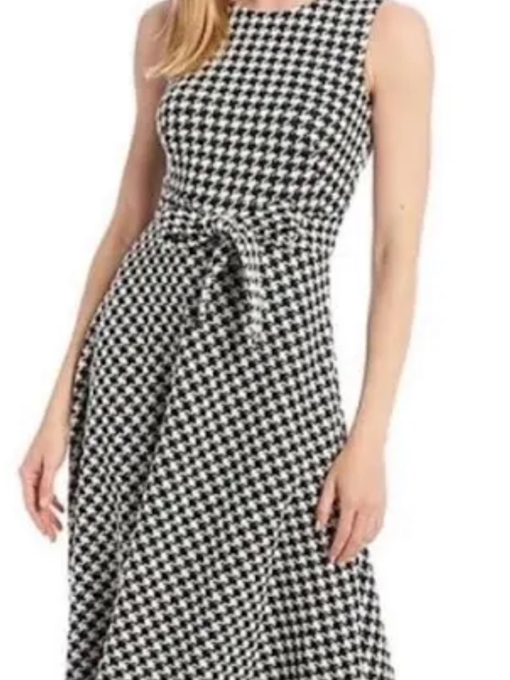 Calvin Klein Black & White Houndstooth Midi Dress